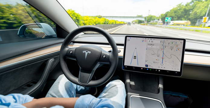 Inside driverless car Card