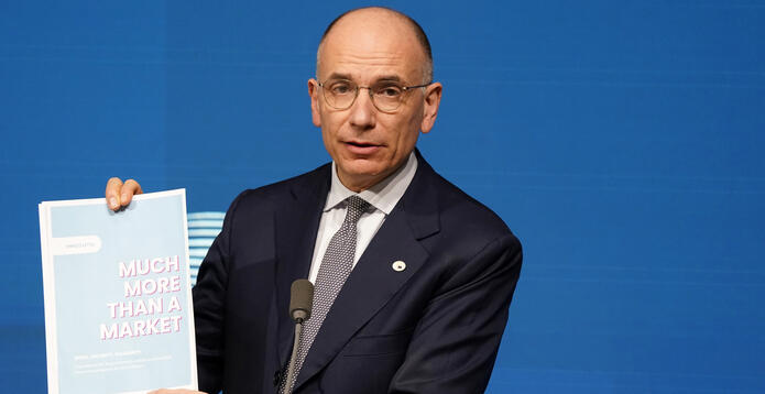 Enrico Letta presenting a report