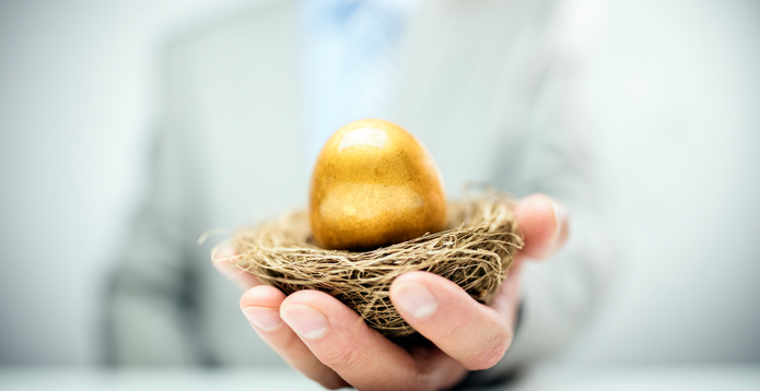 Depiction of pensions nest egg Card