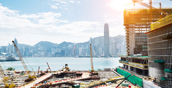 Construction site by the sea