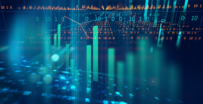 stock market investment graph teal card