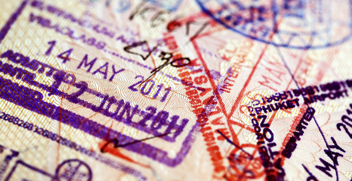 Various stamps inside passport