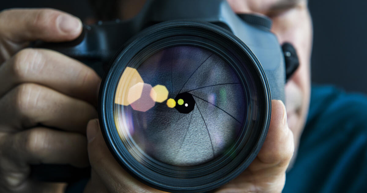 Camera lens up close