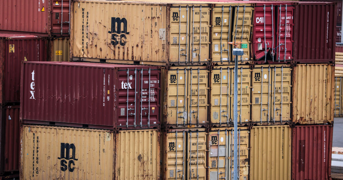 Shipping containers in Bremerhaven Germany