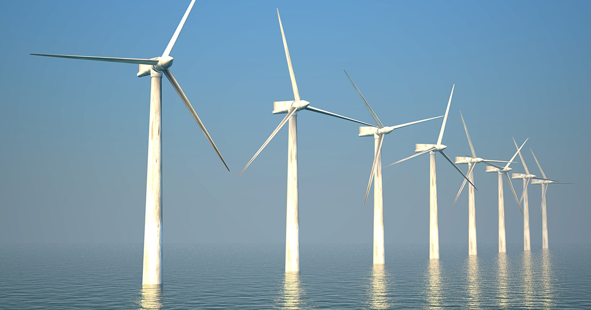 Offshore wind farm on the sea