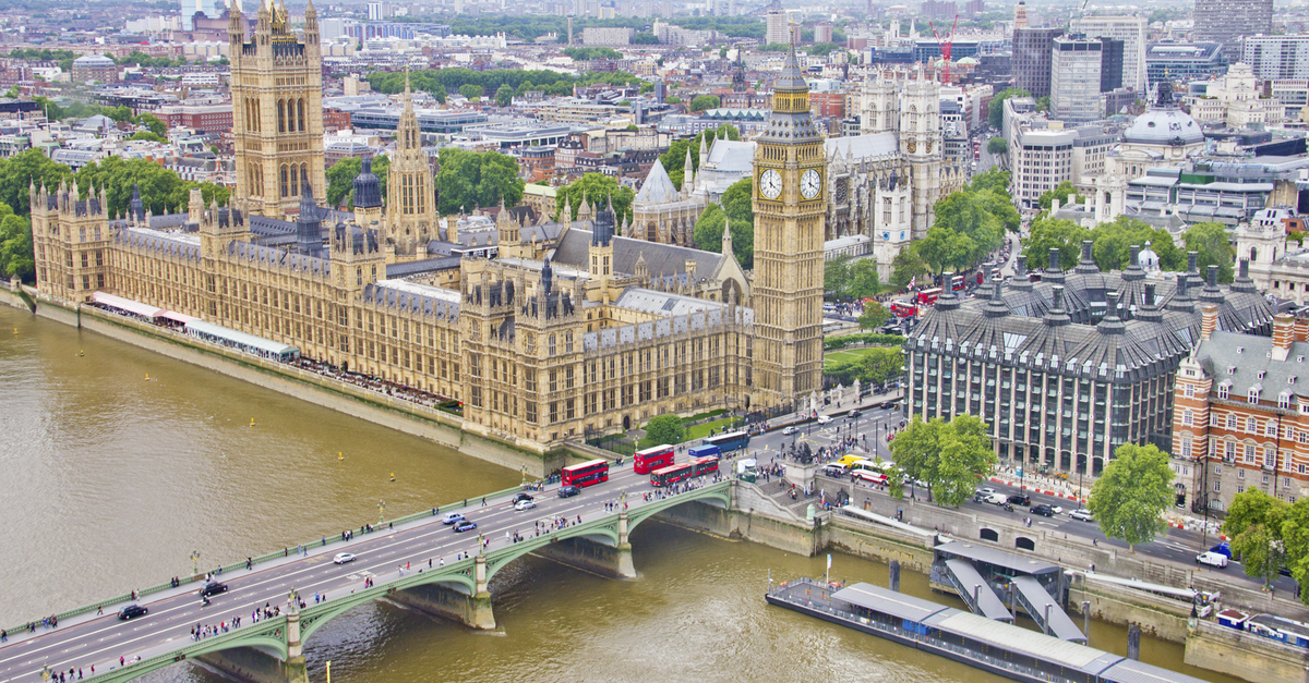 Aerial View of London Houses of Parliament